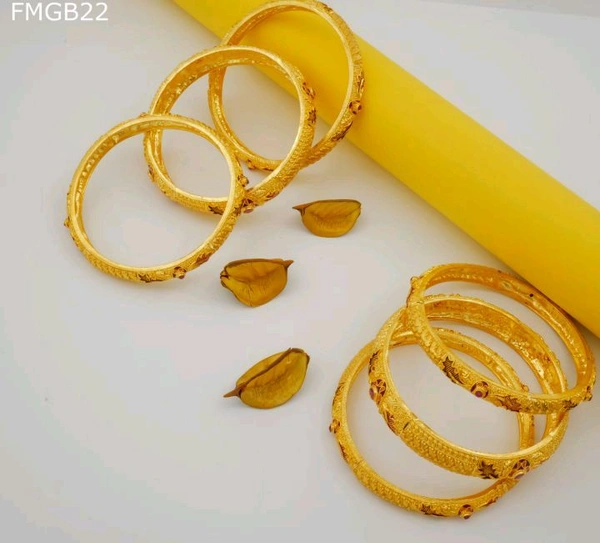 1mg Six Pcs Gold Bangles For Women  - 2.6 & 2.8