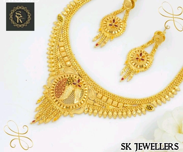 SK JEWELLERS Moon Cut Necklace  With Earrings For Women 