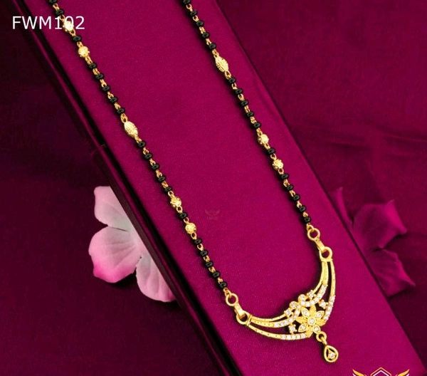 One Line Flower AD Leaf  Mangalsutra For Women 