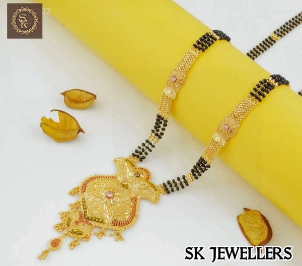 SK JEWELLERS Threw Line Designer With Pink AD Mangalsutra For Women 