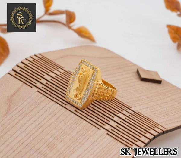 SK JEWELLERS Long Jaugar AD Gold Plated Gold Ring For Men  - 28*22*24*26*16*30*18*20