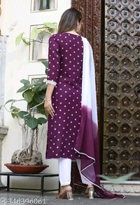 WOMAN FASHION WHITE EMROIDERY NECK SUIT PC PRIN... - Magenta, M