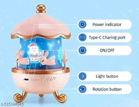 SKYVILLA Bunny Carousel Night Light Projector, 6 Set Films Rotating LED Lamp, S...