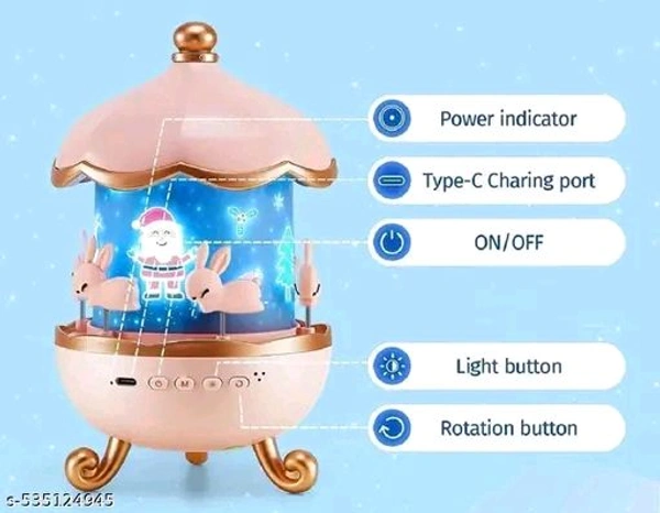 SKYVILLA Bunny Carousel Night Light Projector, 6 Set Films Rotating LED Lamp, S...