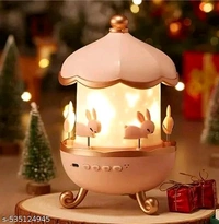 SKYVILLA Bunny Carousel Night Light Projector, 6 Set Films Rotating LED Lamp, S...