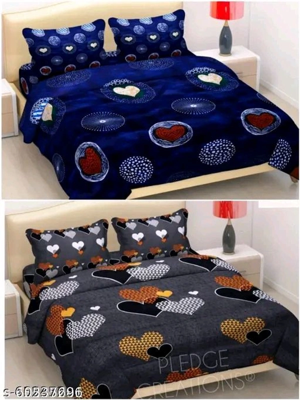 COMBO PACK OF 2  3D DOUBLE BEDSHEETS KING SIZE WITH 4 PILLOW COVERS(MICROFIBER)

