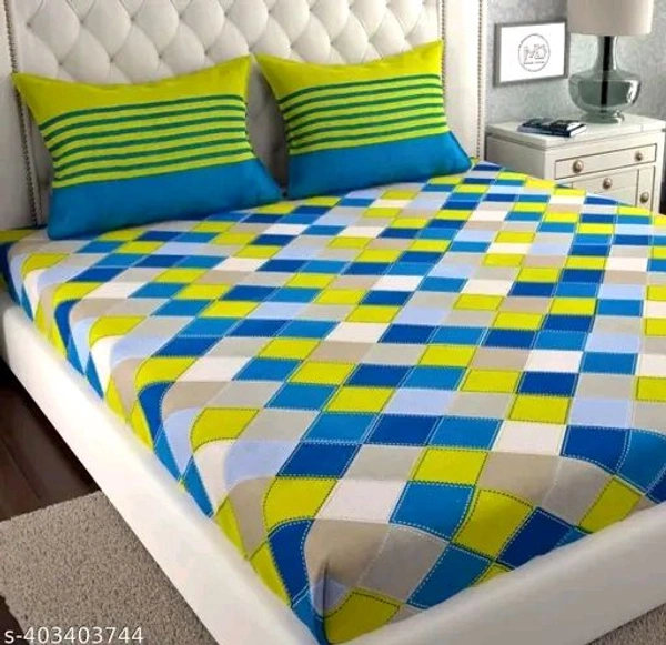 Rajasthani 100% Pure Cotton Single Bedsheet With 1 Pillow C... - Screamin' Green, Double