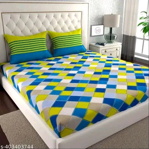 Rajasthani 100% Pure Cotton Single Bedsheet With 1 Pillow C... - Screamin' Green, Queen