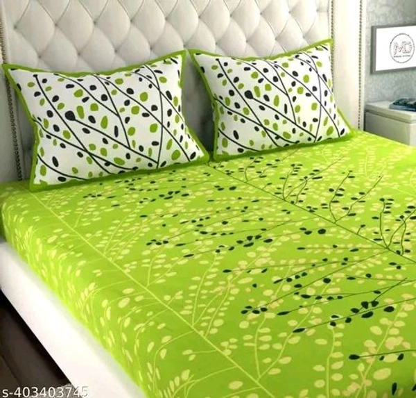 Rajasthani 100% Pure Cotton Single Bedsheet With 1 Pillow C... - Green, Queen