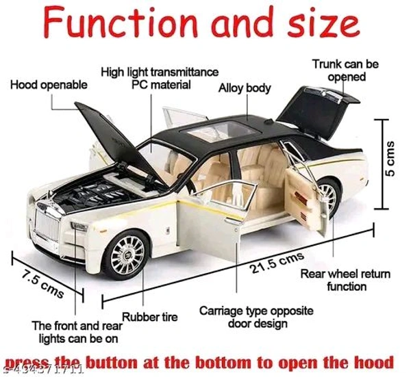 Rolls Royce Phantom Model Car 1:32 Scale Exclusive Alloy Metal Car Pull Back Die-cast...