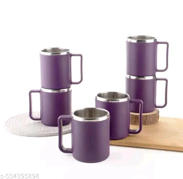 Premium Quality Insulated Thermoware Tea Coffee Cup Mug Set - Stainless Steel and P... - Electric Violet