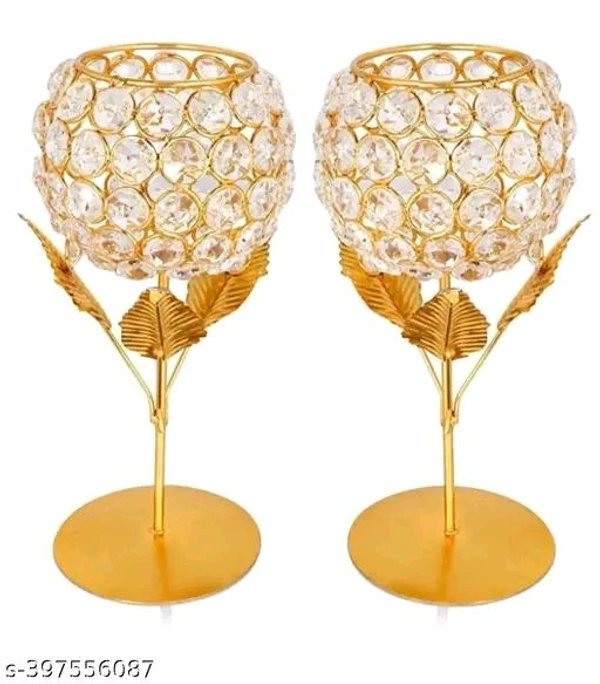Candle Holders crystal gold palated