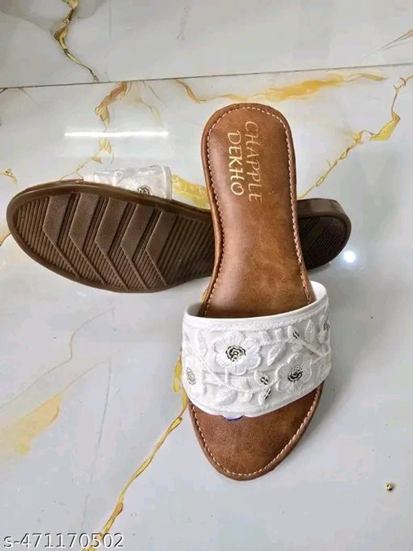 Women Flat Slippers  - White, 4