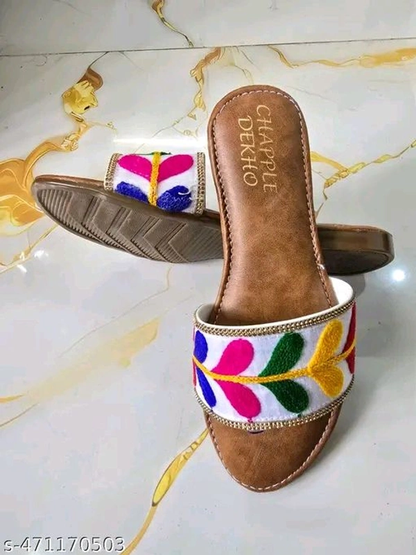 Women Flat Slippers  - White, 8