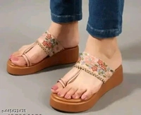 Stylish Ethnic Platform Heels/Floral Embroidery Designer Slippers/Trendy Comf... - 8
