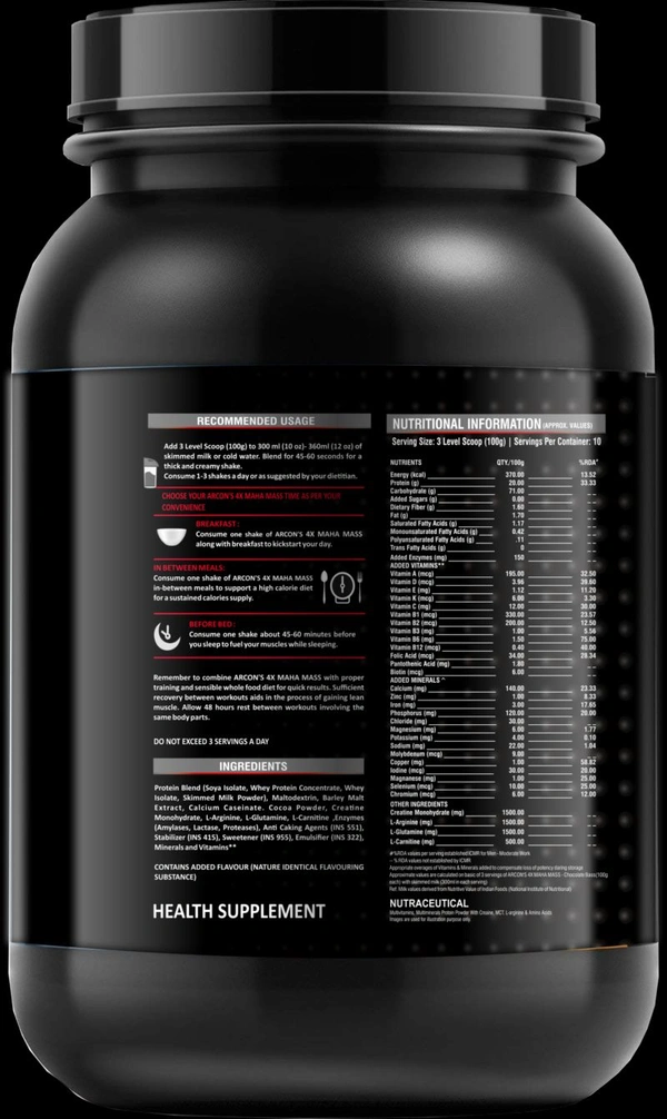 Arcon's   4X Maha Mass High Protien Mass Gainer - 1kg
