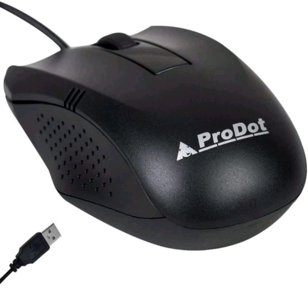 Prodot Wired Black Mouse - Black