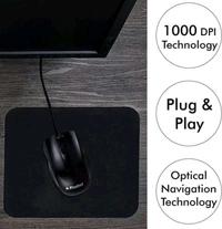 Prodot Wired Black Mouse - Black