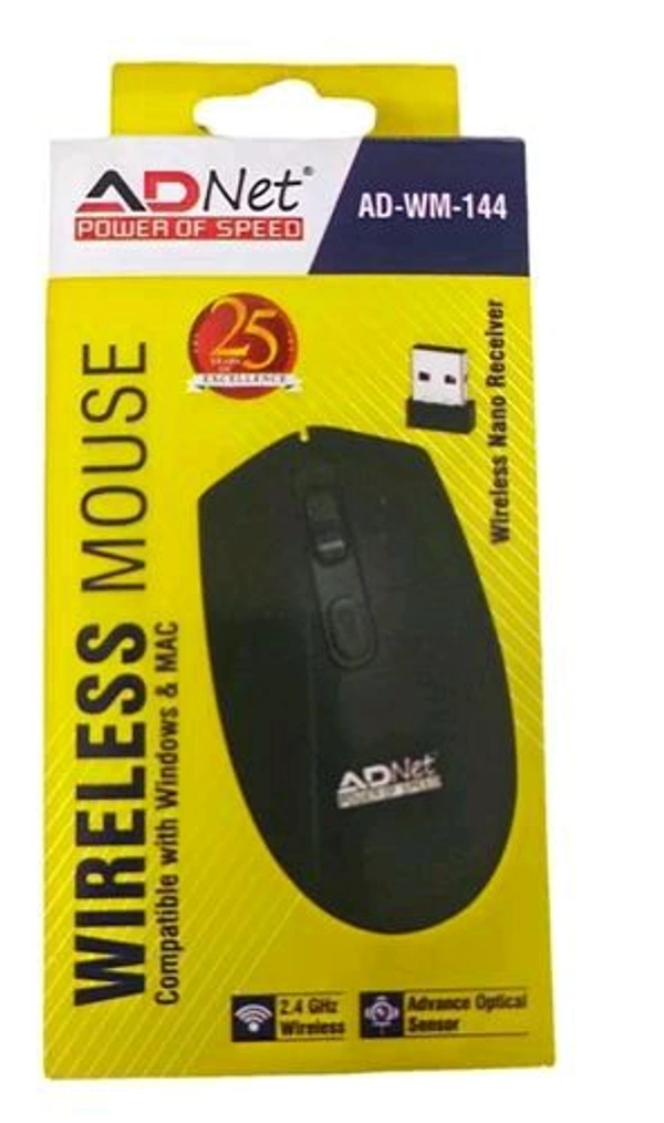 Wireless Adned Mouse Black  - Black