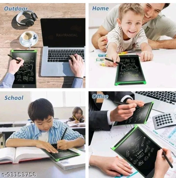 Pack of 1 Portable LCD Writing Board Slate Drawing Record Notes Digital Notepad with Pen Handwriting Pad
 - Black, Free Size