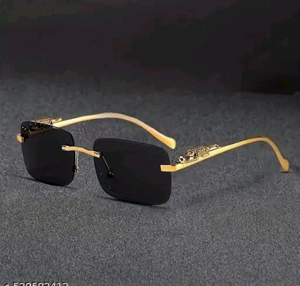 Mc Stan Rimless Men and Womens Sunglasses | Retro Luxury Gold Metal | Frameless Rectangle | Leopard Arms | Colored Lens Sun Glasses
Name: Mc Stan Rimless Men and Womens Sunglasses | Retro Luxury Gold Metal | Frameless Rectangle | Leopard Arms | Colored Lens Sun Glasses
 - Black, Free Size