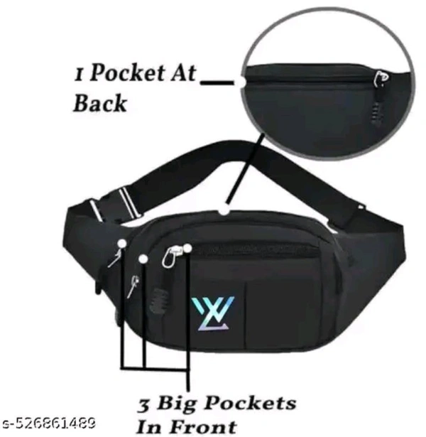 long walk Trendy Waist Bag for Everyday Essentials,The Modern Waist Bag for Active Lifestyles,Stylish Waist Bag for Every  Men's Black Waist Bag || Men's Casual Waist Bag || Stylo Men's Waist Bags || Unisex Waist Bag
 - Black, Free Size