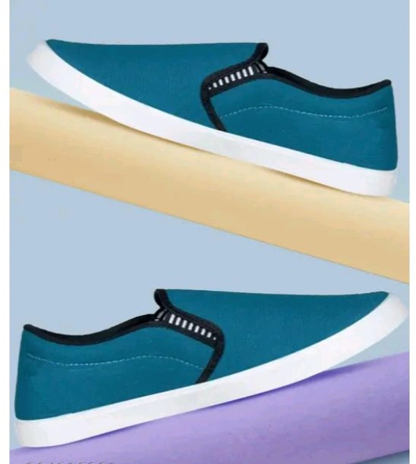 Modern and Graceful Men's Casual Slipon Walking Shoes Without Laces, Blue
 - Teal, IND-7