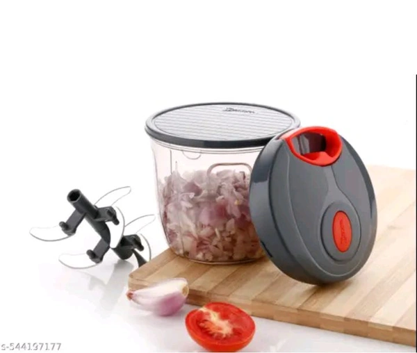  Multipurpose Plastic Vegetable Master Chopper with 5 Stainless Steel Blades Blades for Effortlessly Chopping Vegetables and Fruits for Your Kitchen  - Free Size