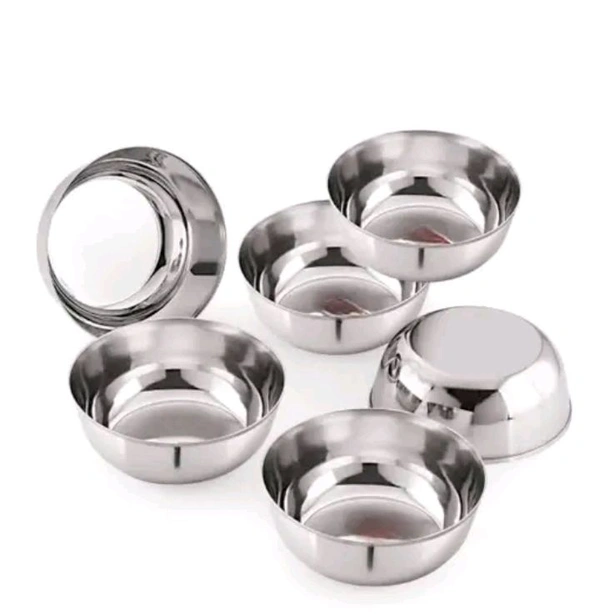Stainless Steel Serving Bowl Laser Print
Vegetable (B3) / Wati Set for Kitchen (, Size: 10 cm)
(Pack of 6, Steel)
 - Silver, Free Size