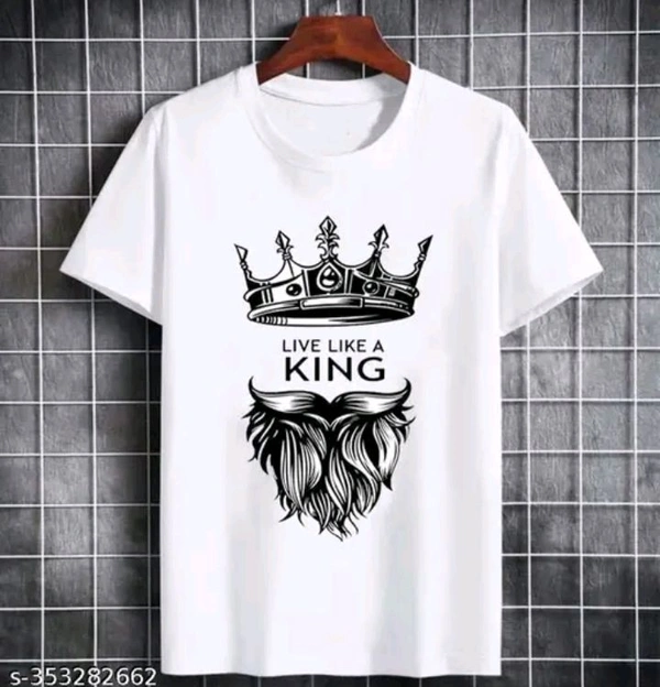 Live Like A King Tshirt for boys and men tshirt half sleeve white t-shirt
 - White, L