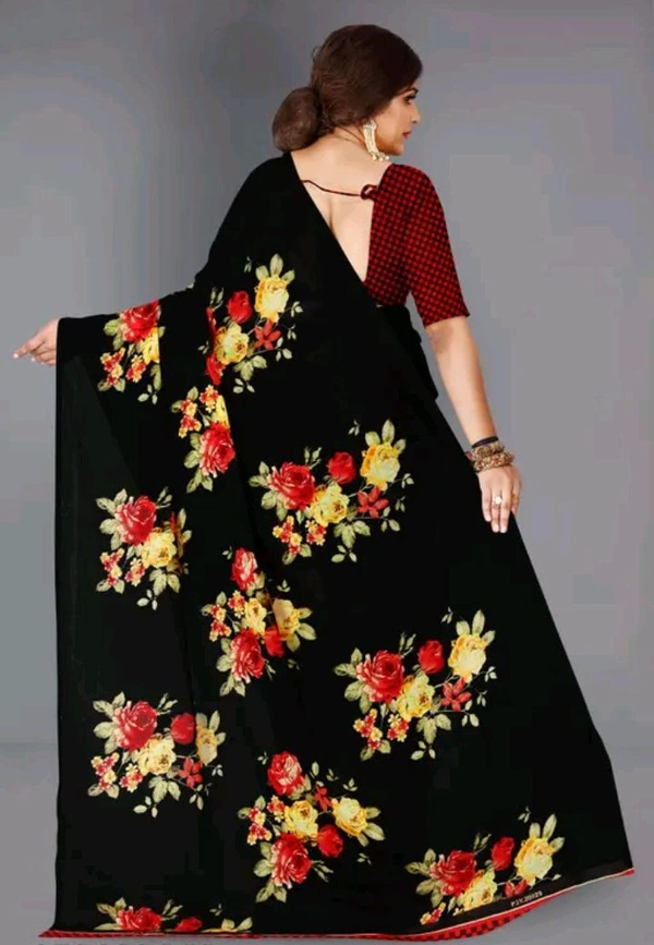 Daily Wear Printed Saree Without Blouse
 - Black, Free Size