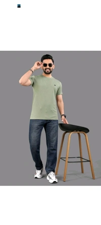 Men Self Design Round Neck Polycotton Purple T-Shirt - Jungle Mist, L