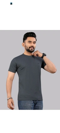 Men Self Design Round Neck Polycotton Purple T-Shirt - Black