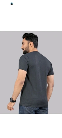 Men Self Design Round Neck Polycotton Purple T-Shirt - Black