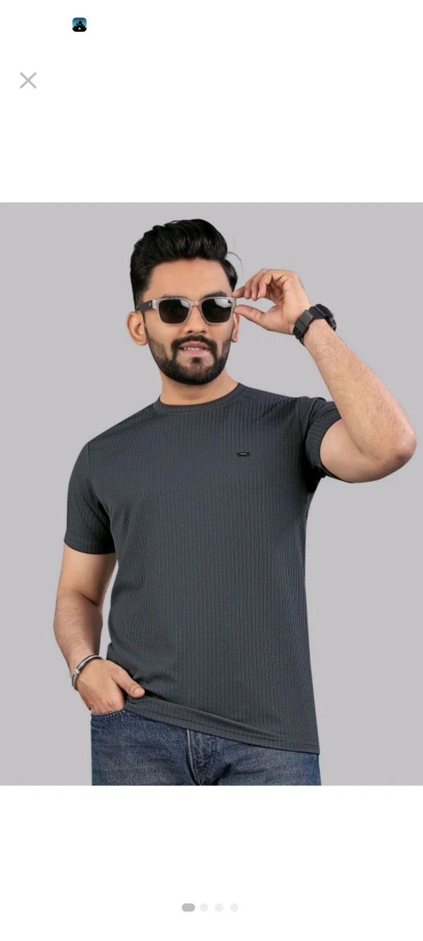 Men Self Design Round Neck Polycotton Purple T-Shirt - Black