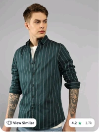 Men Green Slim Fit Striped Casual Shirt - Cyprus, M