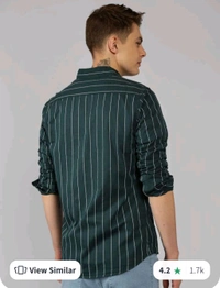 Men Green Slim Fit Striped Casual Shirt - Cyprus, M