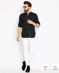 Micro Printed Regular Kurta - Black, M