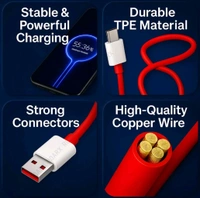 USB Type C Cable 8 A 1 m TPE 80W Compatible Data Sync Fast Charging Cable Supports Dash/Warp Charging - Red