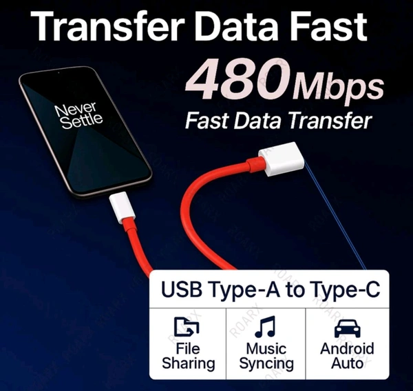 USB Type C Cable 8 A 1 m TPE 80W Compatible Data Sync Fast Charging Cable Supports Dash/Warp Charging - Red