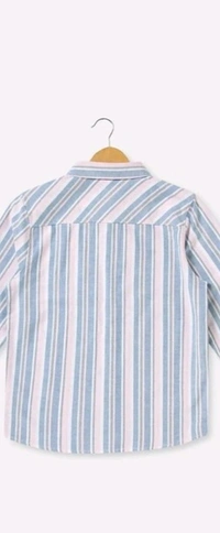 Boys Slim Fit Striped Button Down Collar Casual Shirt - White, L