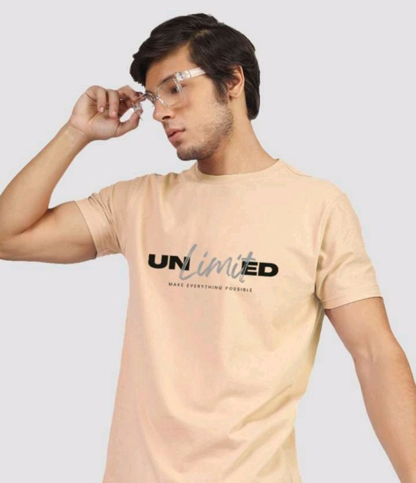 Greylongg Typography Printed Cotton T-shirt - Yellow, L