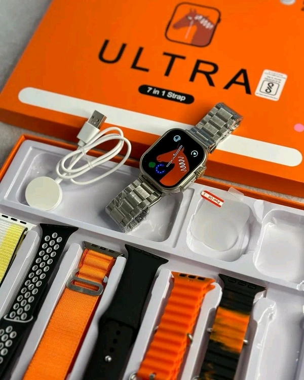 🔥 *7in1 strap watch ultra combo* 🔥
*Cheak price ✅✅ - White, Free