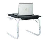 WUDORE Mini foldable Study table - Black with White legs