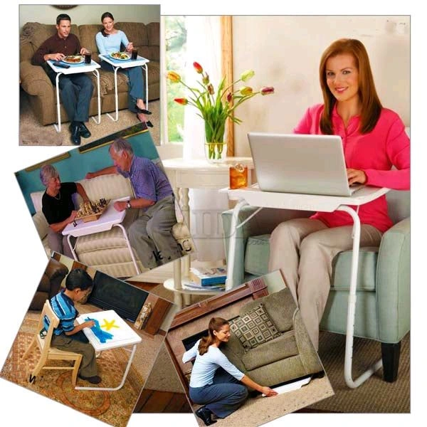WUDORE Mini foldable Study table - Black with White legs