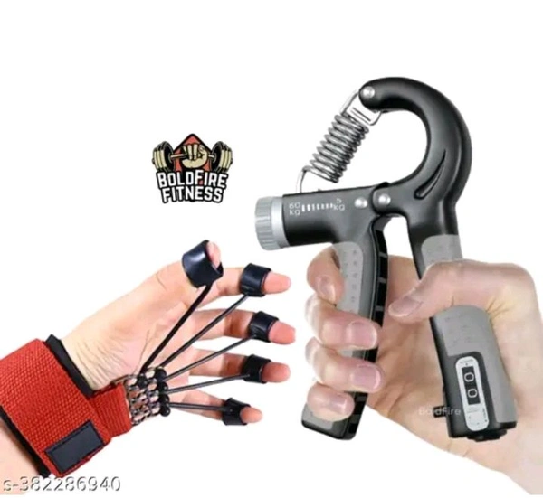 BoldFire Fitness Adjustable Hand Gripper (5–60kg) with Free Finger Exerciser 