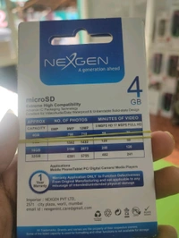 Nexgen  NEXGEN 4GB MEMORY CARD 