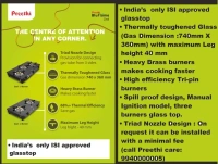 Preethi Zeal 2 Burner (ISI Approved) Glass Manual Gas Stove  (2 Burners)  GTS-412