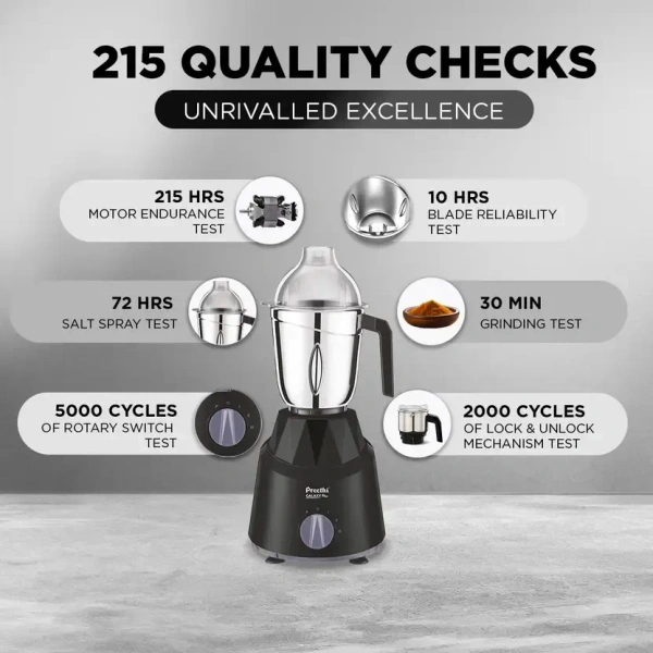 Preethi Galaxy Plus 750 W Mixer Grinder  (MG 250 | 4 Jars | Black) MG-250