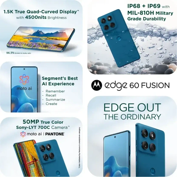 Motorola Edge 60 Fusion 5G (Pantone Mykonos Blue, 256 GB) (12 GB RAM)